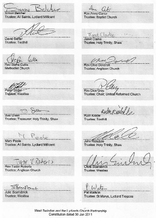 16 signatures - the stakeholders, 30 Jan 2011